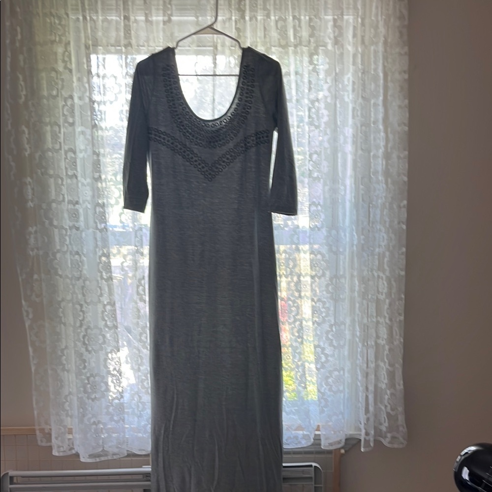 Xhilaration Gray Sheath Dress 3/4 Sleeve Scoop Neck